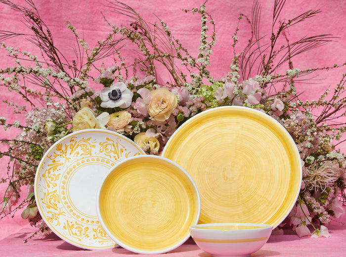 S&B 'Brushed' Ceramic Side Plate in Yellow, 21cm