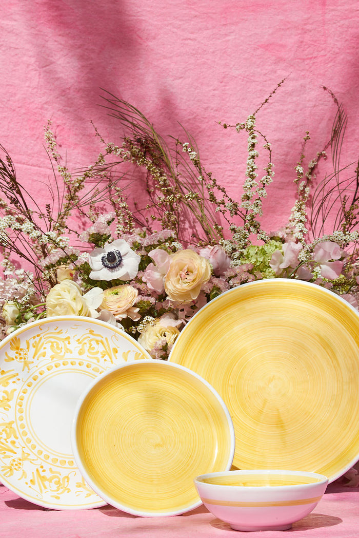 S&B 'Brushed' Ceramic Soup Bowl in Yellow, 16cm