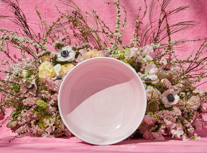 S&B Decorated Dinner Plate in White With Pastel Pink Pattern, 26cm