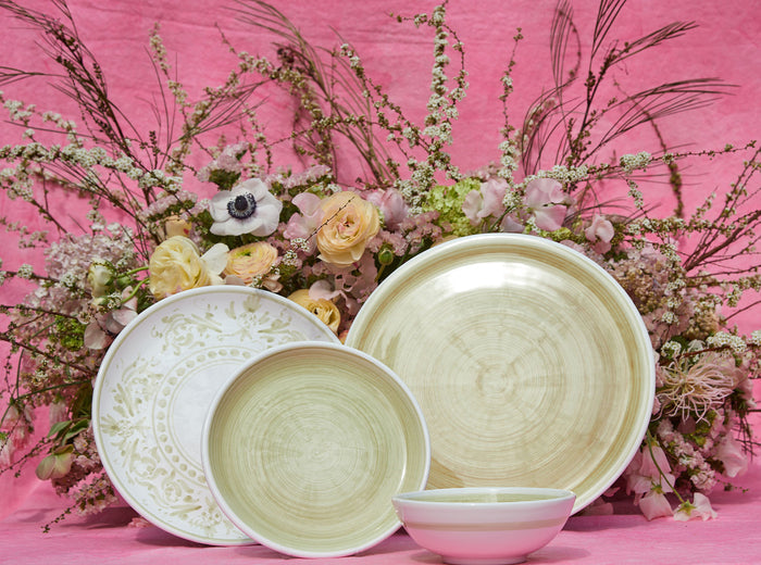 S&B Decorated Dinner Plate in White With Season Green Pattern, 26cm