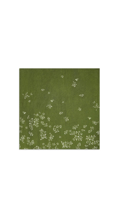 'S&Bee Falling Flower' Linen Napkin in Avocado Green, 50x50cm