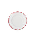 Scalloped Soup Plate With Red Double Rim, 25cm