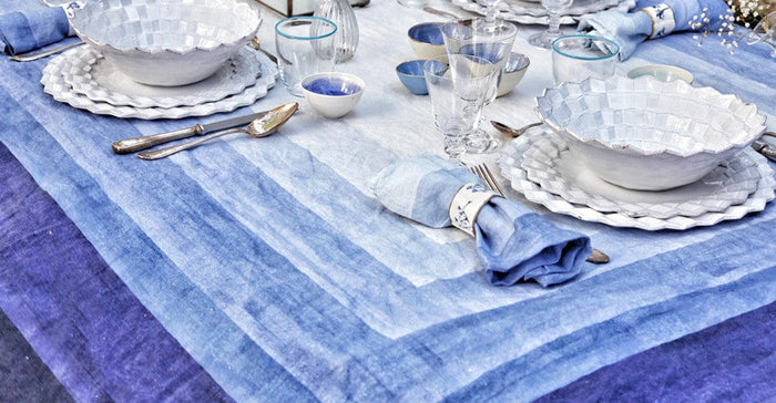 'Shades of Blue' Linen Napkin in Blue, 50x50cm