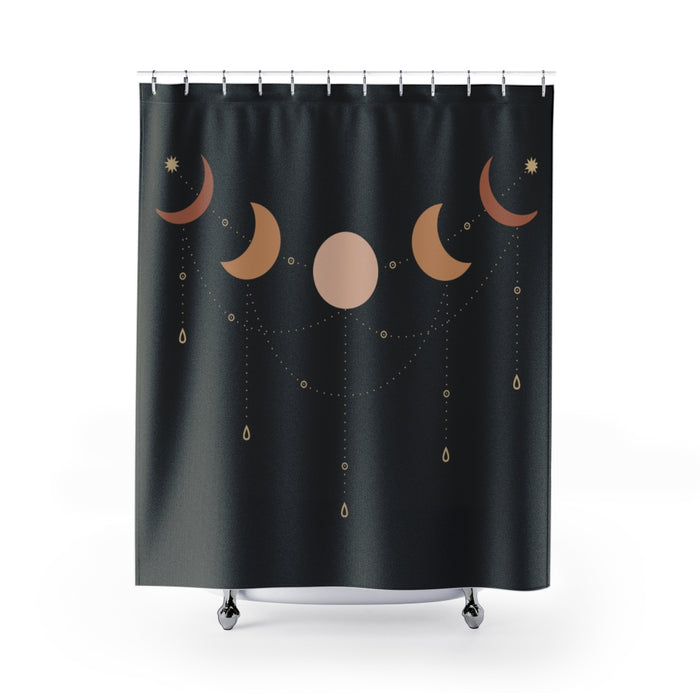 Shower Curtain, Bathroom Black Moon Phases Curtain - Dakoda Goods & Co.