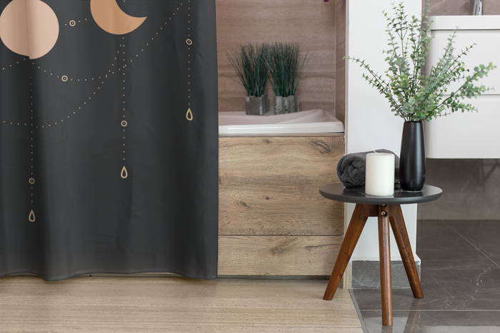 Shower Curtain, Bathroom Black Moon Phases Curtain - Dakoda Goods & Co.