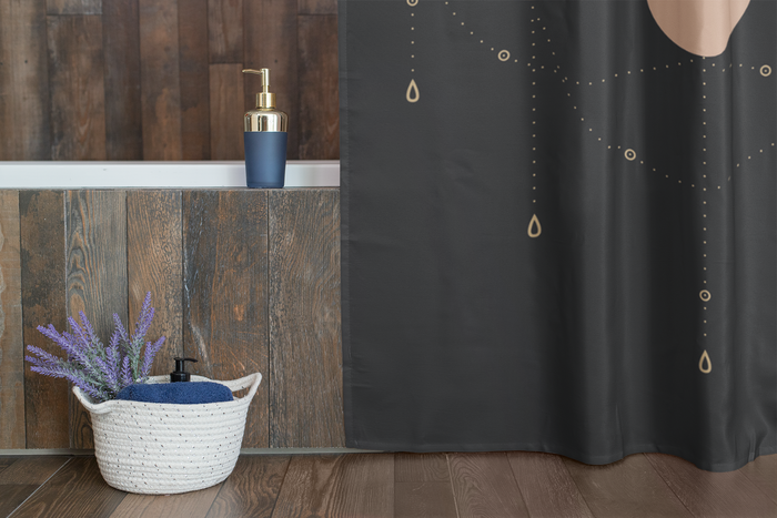 Shower Curtain, Bathroom Black Moon Phases Curtain - Dakoda Goods & Co.