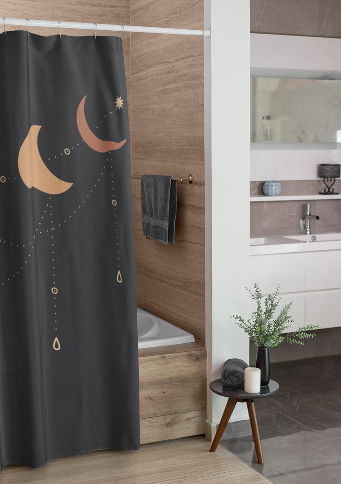 Shower Curtain, Bathroom Black Moon Phases Curtain - Dakoda Goods & Co.