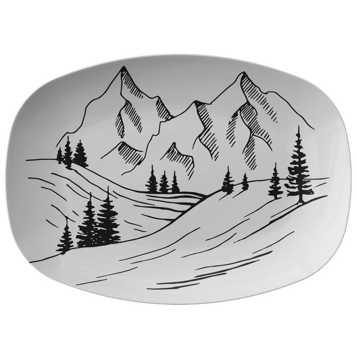 Snow Mountains Plastic Serving Platter