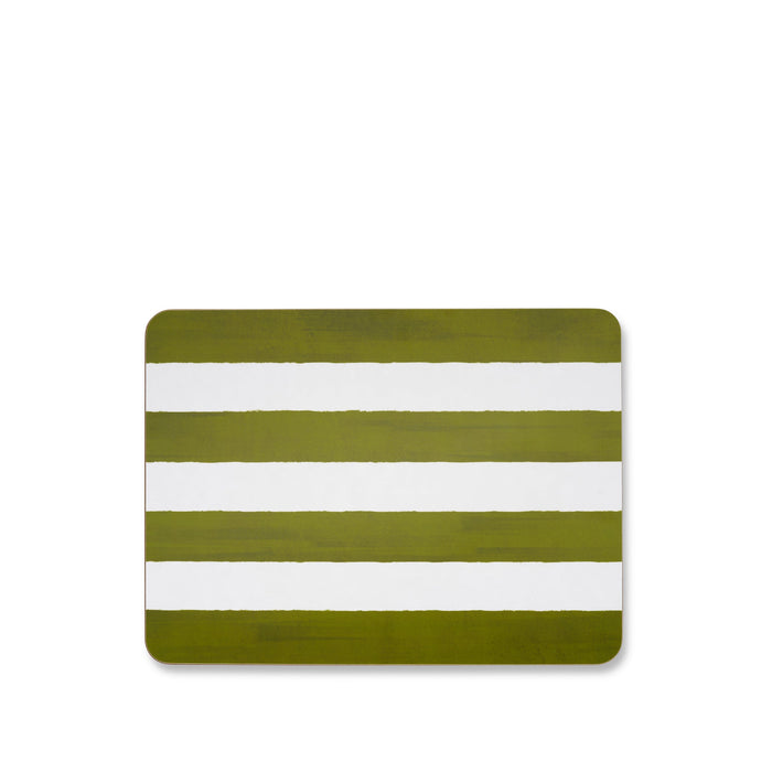'Stripe' Cork-Backed Placemat in Avocado Green, 29 x 38cm
