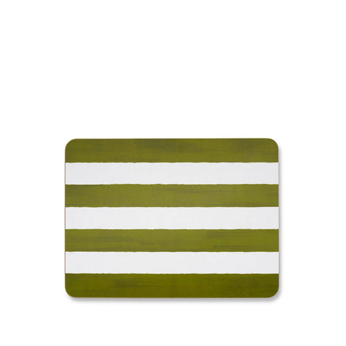 'Stripe' Cork-Backed Placemat in Avocado Green, 29 x 38cm