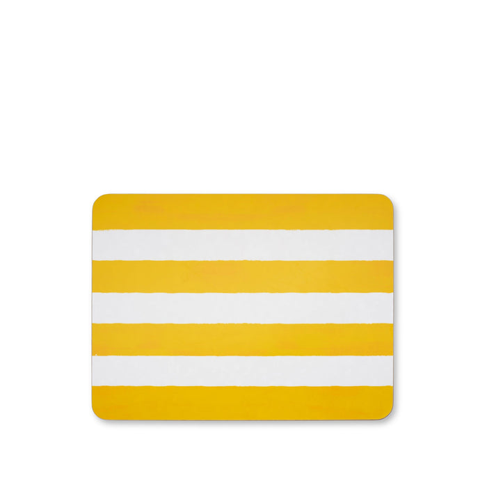 'Stripe' Cork-Backed Placemat in Lemon Yellow, 29 x 38cm
