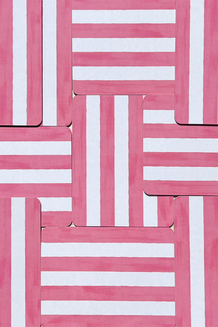 'Stripe' Cork-Backed Placemat in Rose Pink, 29 x 38cm