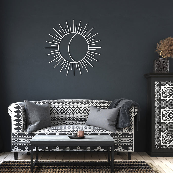 Sunburst Half Moon Steel Metal Wall Art