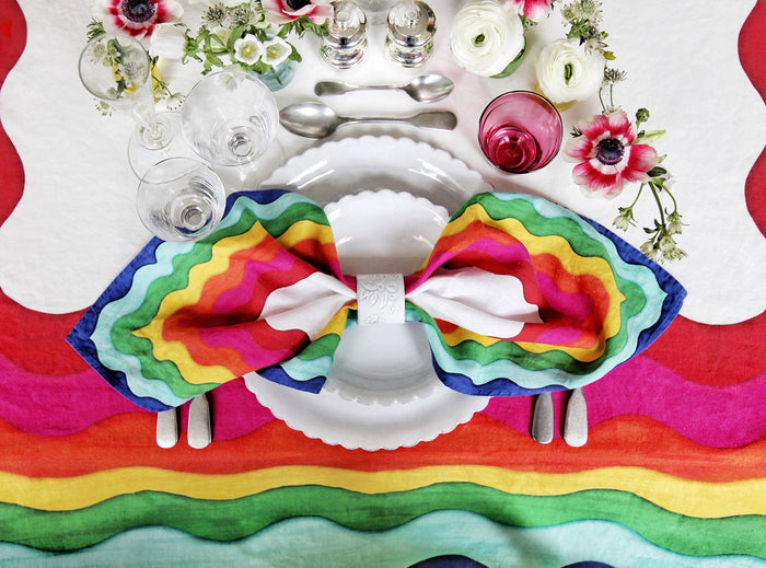 Sunrise Rainbow Linen Napkin in Multicolours, 50x50cm