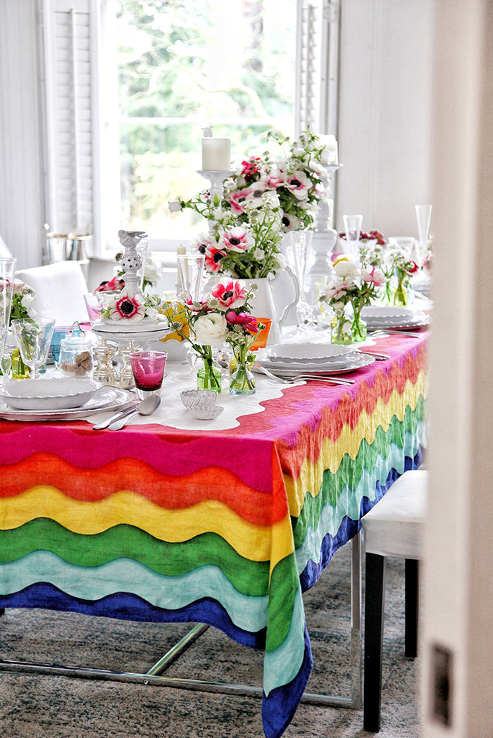 Sunrise Rainbow Linen Napkin in Multicolours, 50x50cm