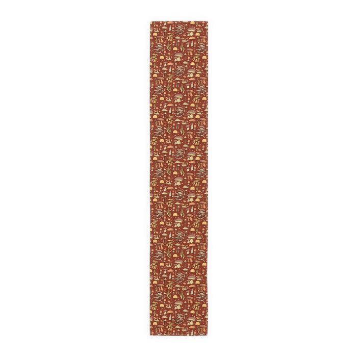 Table Runner Cotton or Poly, Groovy Brown Mushroom Print, Two Sizes