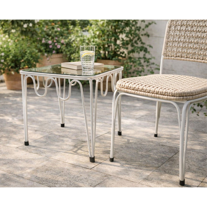 Terrace Side Table in White SHOW ROOM SAMPLE