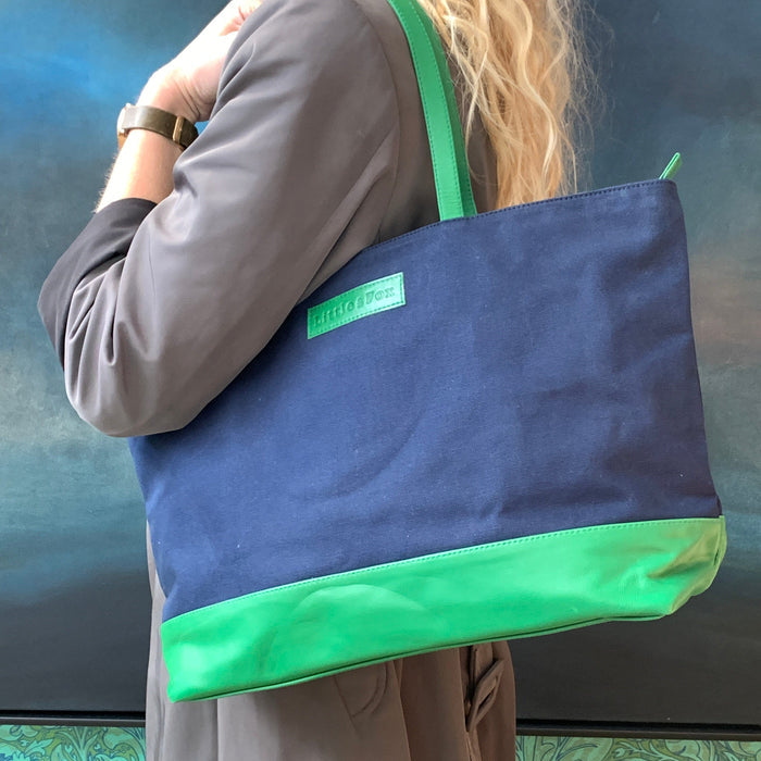 the-little--fox-tote-indigo-with-emerald-leather-2_Little-and-Fox