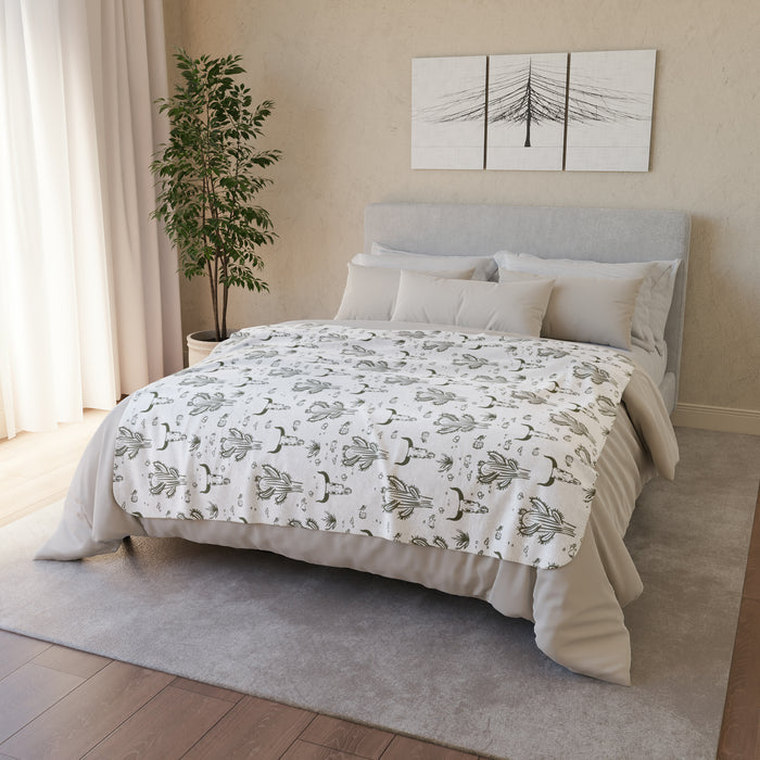 Throw Blanket Midwestern Cacti Fleece Sherpa Blanket