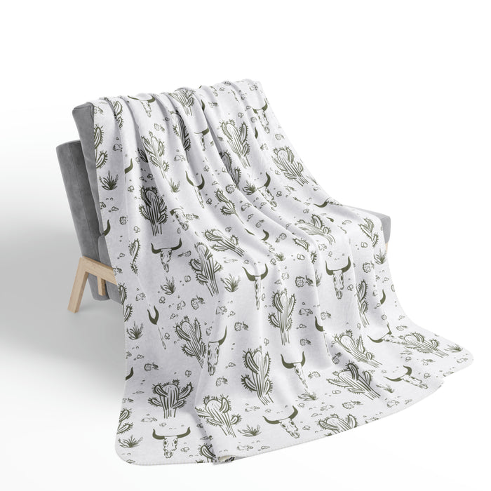 Throw Blanket Midwestern Cacti Fleece Sherpa Blanket
