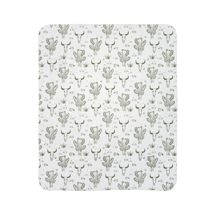 Throw Blanket Midwestern Cacti Fleece Sherpa Blanket