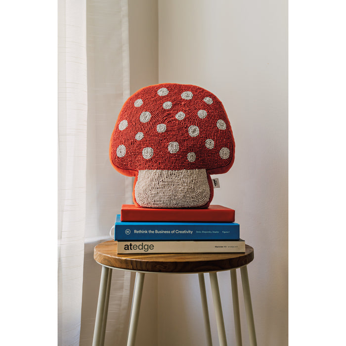 Toadstool Beaded Throw Pillow
