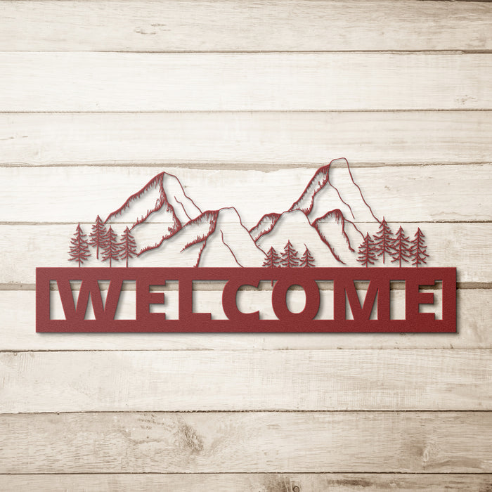 Welcome Metal Sign Mountain valley