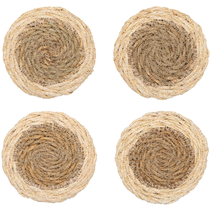 White Border Seagrass Coasters Set of 4