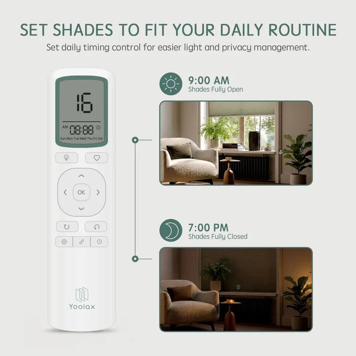 Yoolax EaseOne remote daily timer control for motorized blinds