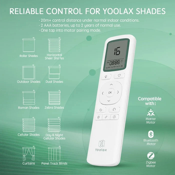 Control Yoolax various shades types