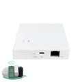 White zigbbe matter hub supports voice and app control, compatible with smart speakers and smartphones