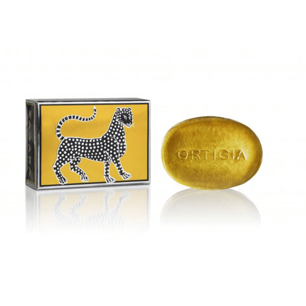 Bar of Ortigia Sicilia soap and an Sicilian inspired box.